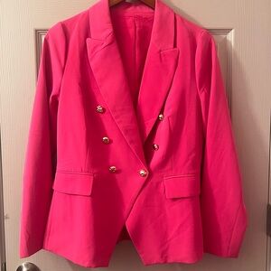 Women's Pink Double-Breasted Blazer